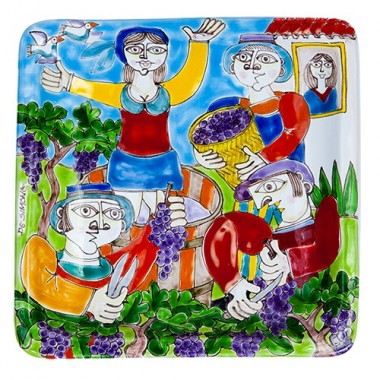 Piatto Quadrato 28x28 DS 19 Raccolta dell'Uva Piatto Quadrato 28x28 DS 19 Raccolta dell'Uva